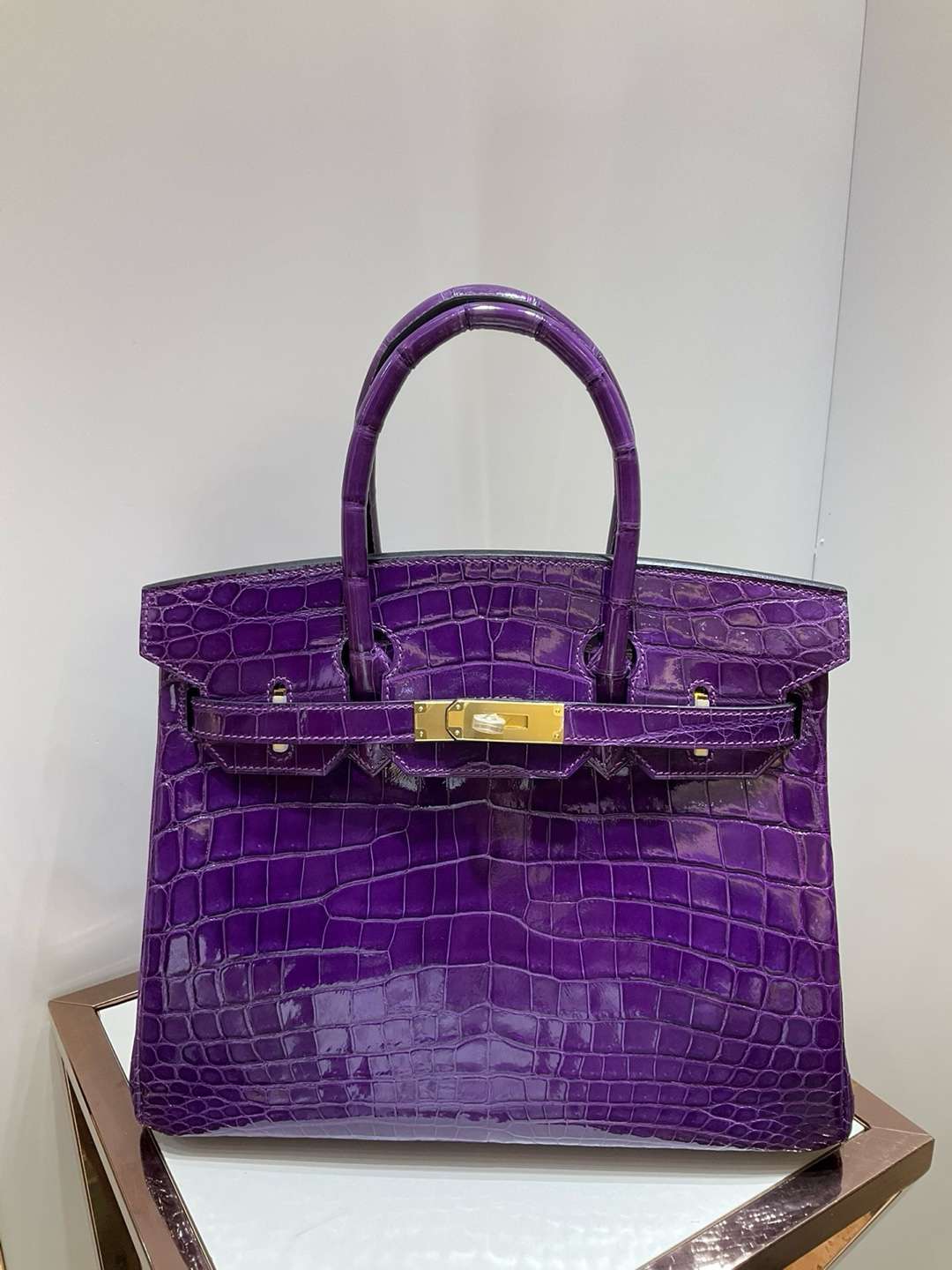 Hermes Birkin 30 shinny Niloticus Crocodile 9G Amethyst